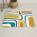 Palm Springs Midcentury Modern Abstract in Moroccan Teal, Orange, Mustard, Olive, and White Rug Gallery Image 1