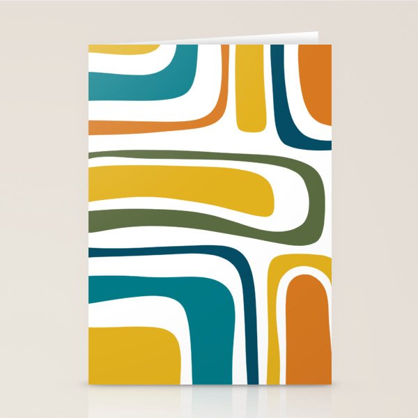 Palm Springs Midcentury Modern Abstract in Moroccan Teal, Orange, Mustard, Olive, and White Stationery Card Gallery Image 2