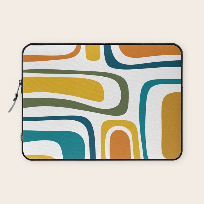 Palm Springs Midcentury Modern Abstract in Moroccan Teal, Orange, Mustard, Olive, and White Laptop Sleeve Gallery Image 1