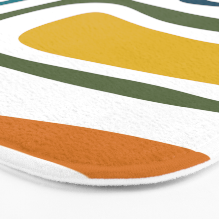 Palm Springs Midcentury Modern Abstract in Moroccan Teal, Orange, Mustard, Olive, and White Bath Mat Gallery Image 3