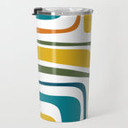 Palm Springs Midcentury Modern Abstract in Moroccan Teal, Orange, Mustard, Olive, and White Travel Mug Gallery Image 3