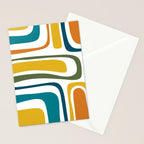 Palm Springs Midcentury Modern Abstract in Moroccan Teal, Orange, Mustard, Olive, and White Stationery Card Gallery Image 2