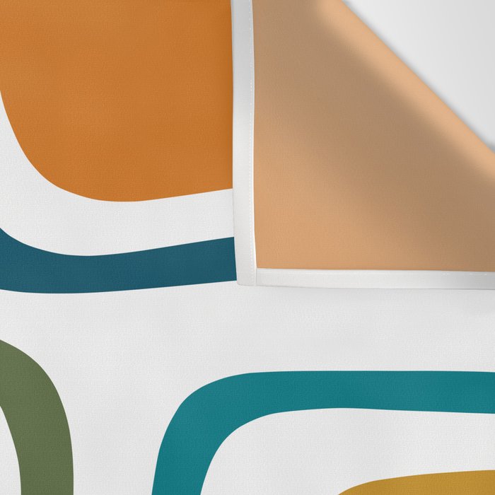 Palm Springs Midcentury Modern Abstract in Moroccan Teal, Orange, Mustard, Olive, and White Wall Tapestry Gallery Image 3