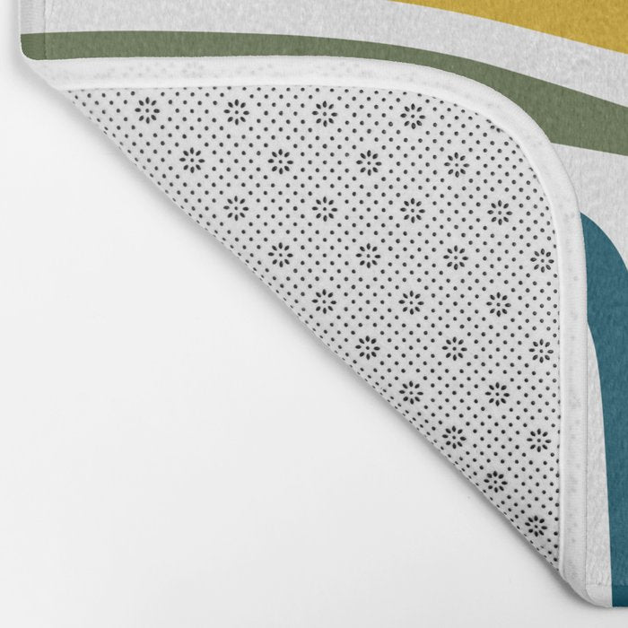 Palm Springs Midcentury Modern Abstract in Moroccan Teal, Orange, Mustard, Olive, and White Bath Mat Gallery Image 2