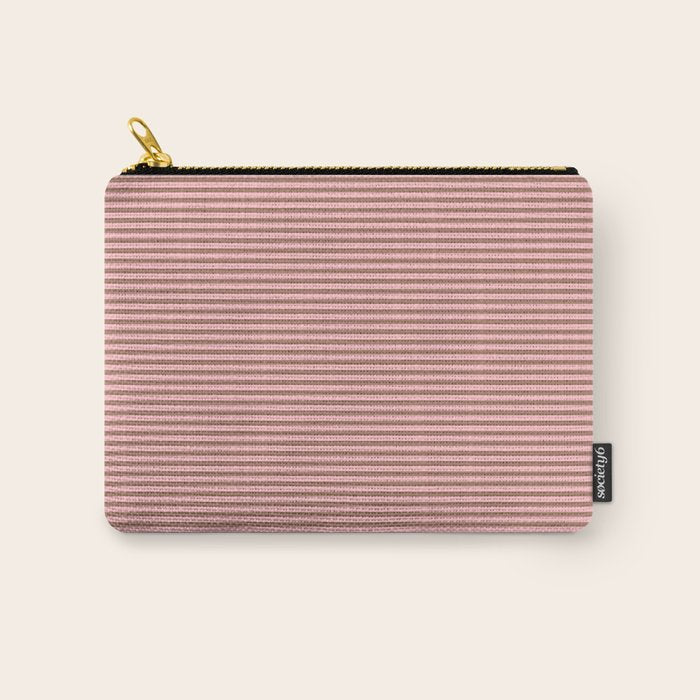 Ultra Fine Stripes Narrow Stripe Pattern in Mocha Brown and Pink Carry All Pouch Gallery Image 1