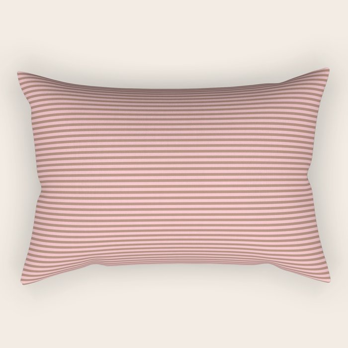 Ultra Fine Stripes Narrow Stripe Pattern in Mocha Brown and Pink Rectangular Pillow Gallery Image 1