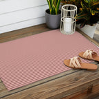 Ultra Fine Stripes Narrow Stripe Pattern in Mocha Brown and Pink Outdoor Rug Gallery Image 2