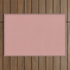 Ultra Fine Stripes Narrow Stripe Pattern in Mocha Brown and Pink Outdoor Rug Gallery Image 1