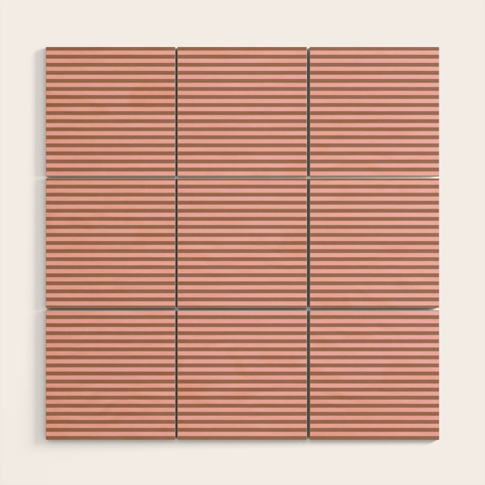 Ultra Fine Stripes Narrow Stripe Pattern in Mocha Brown and Pink Wood Wall Art Gallery Image 1