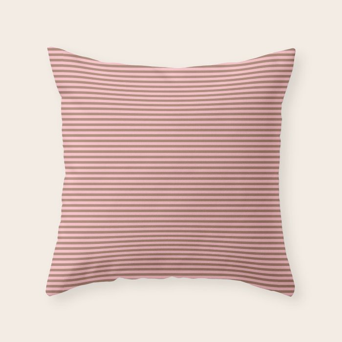 Ultra Fine Stripes Narrow Stripe Pattern in Mocha Brown and Pink Throw Pillow Gallery Image 6
