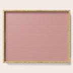 Ultra Fine Stripes Narrow Stripe Pattern in Mocha Brown and Pink Serving Tray Gallery Image 1
