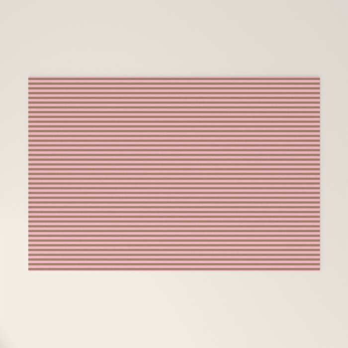 Ultra Fine Stripes Narrow Stripe Pattern in Mocha Brown and Pink Welcome Mat Gallery Image 1