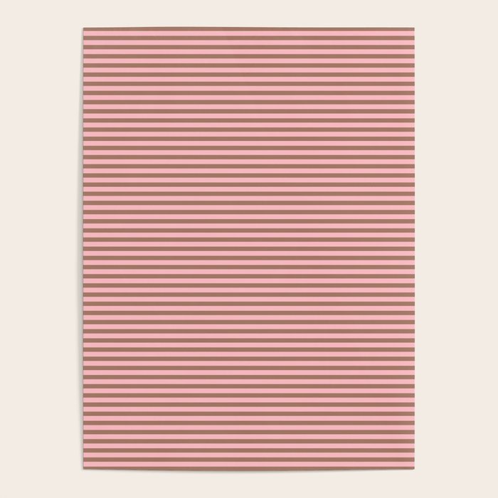 Ultra Fine Stripes Narrow Stripe Pattern in Mocha Brown and Pink Poster Gallery Image 4