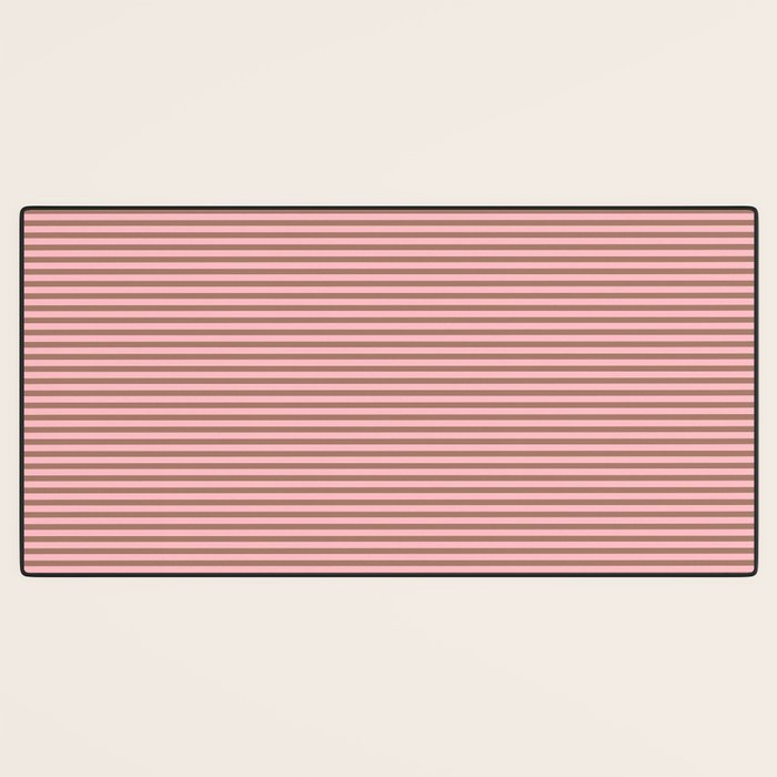 Ultra Fine Stripes Narrow Stripe Pattern in Mocha Brown and Pink Desk Mat Gallery Image 3