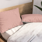 Ultra Fine Stripes Narrow Stripe Pattern in Mocha Brown and Pink Pillow Sham Gallery Image 2