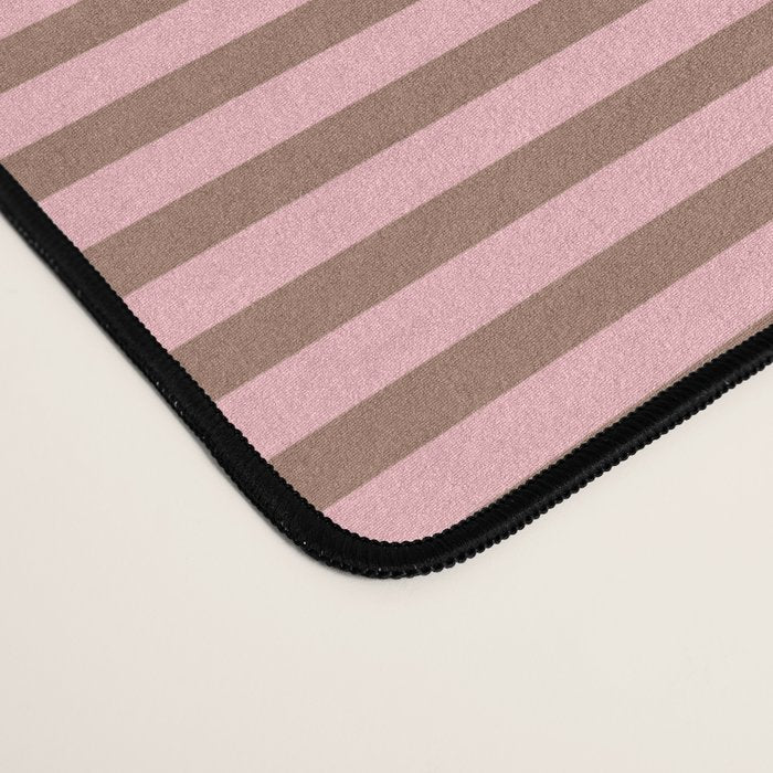Ultra Fine Stripes Narrow Stripe Pattern in Mocha Brown and Pink Desk Mat Gallery Image 4