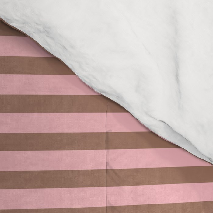 Ultra Fine Stripes Narrow Stripe Pattern in Mocha Brown and Pink Comforter Gallery Image 4