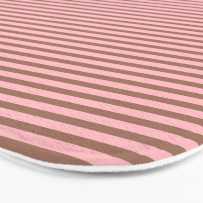 Ultra Fine Stripes Narrow Stripe Pattern in Mocha Brown and Pink Bath Mat Gallery Image 3