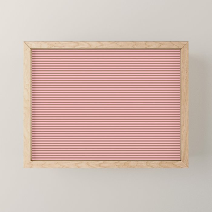 Ultra Fine Stripes Narrow Stripe Pattern in Mocha Brown and Pink Mini Art Print Gallery Image 1