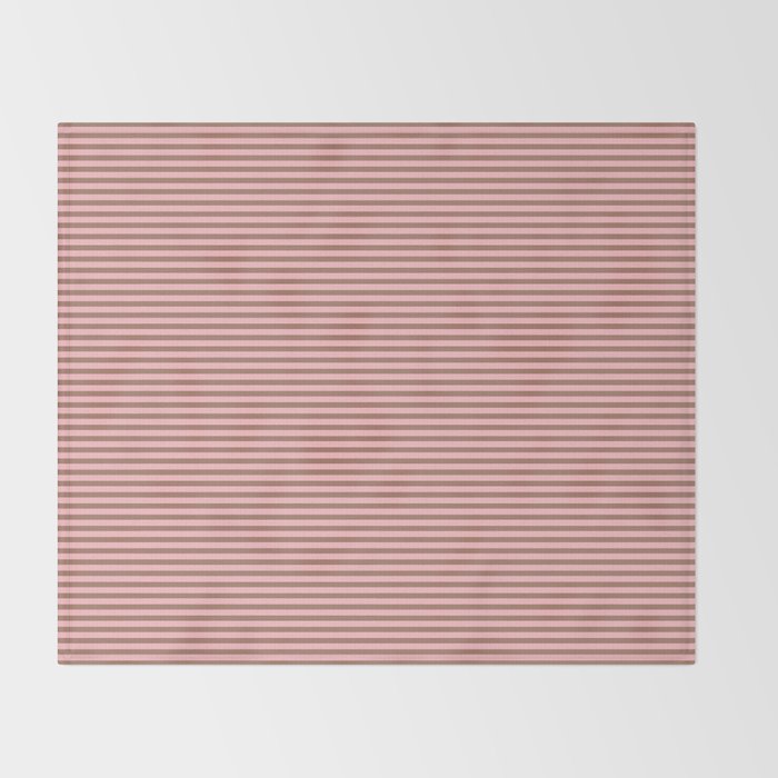 Ultra Fine Stripes Narrow Stripe Pattern in Mocha Brown and Pink Throw Blanket Gallery Image 2