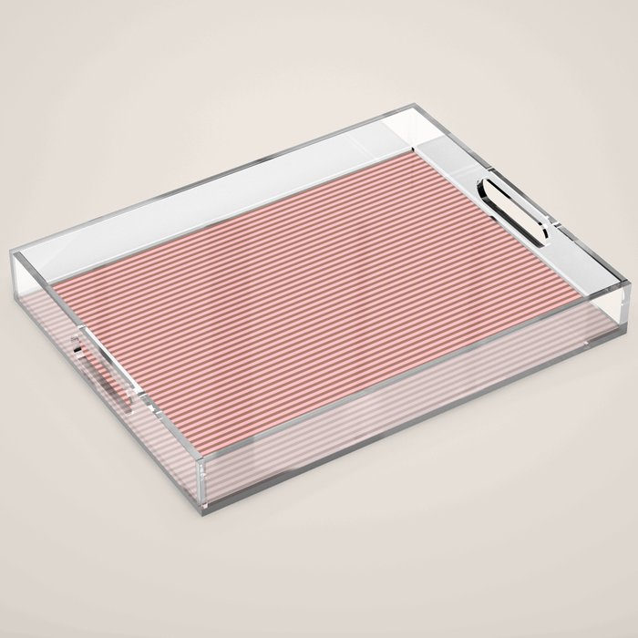 Ultra Fine Stripes Narrow Stripe Pattern in Mocha Brown and Pink Acrylic Tray Gallery Image 1