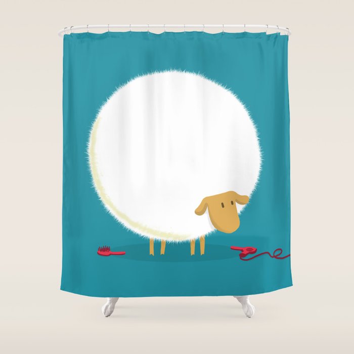 Fluffy Sheep Shower Curtain Gallery Image 1