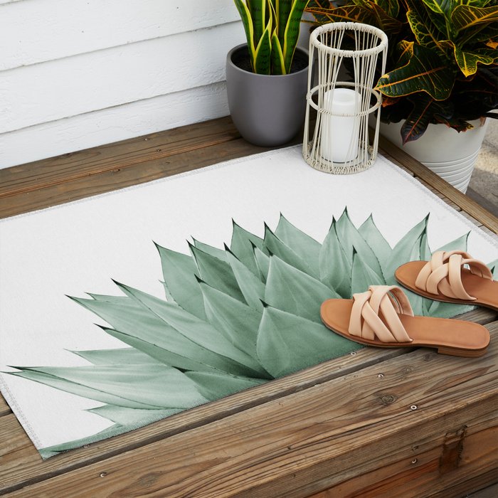 Agave Green Summer Vibes #1 #tropical #decor #art #society6 Outdoor Rug Gallery Image 2