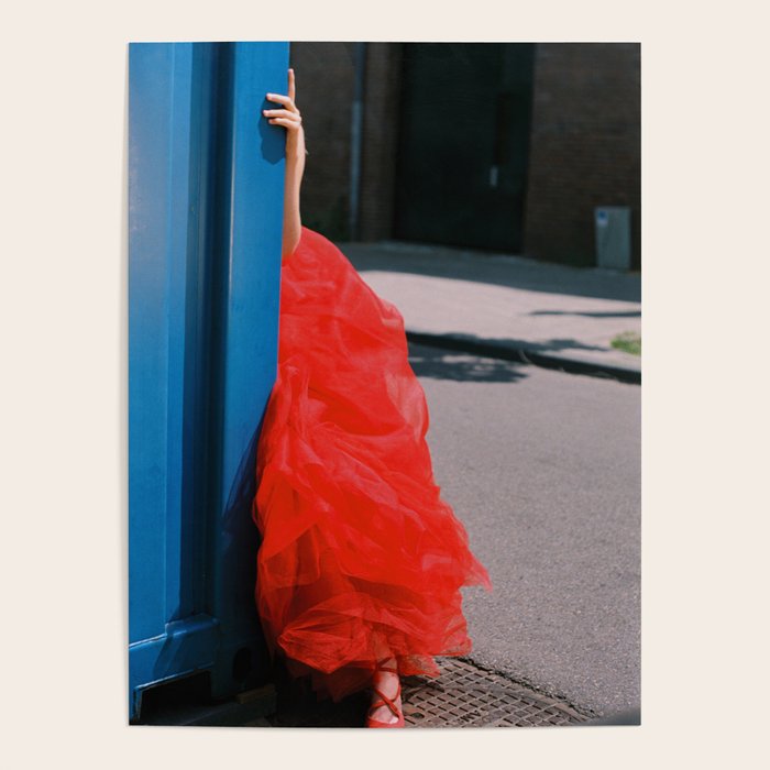Red Dress and Shoes Peek | Fashion Editorial Poster Gallery Image 1