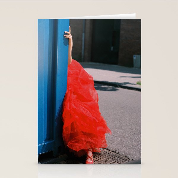 Red Dress and Shoes Peek | Fashion Editorial Stationery Card Gallery Image 1