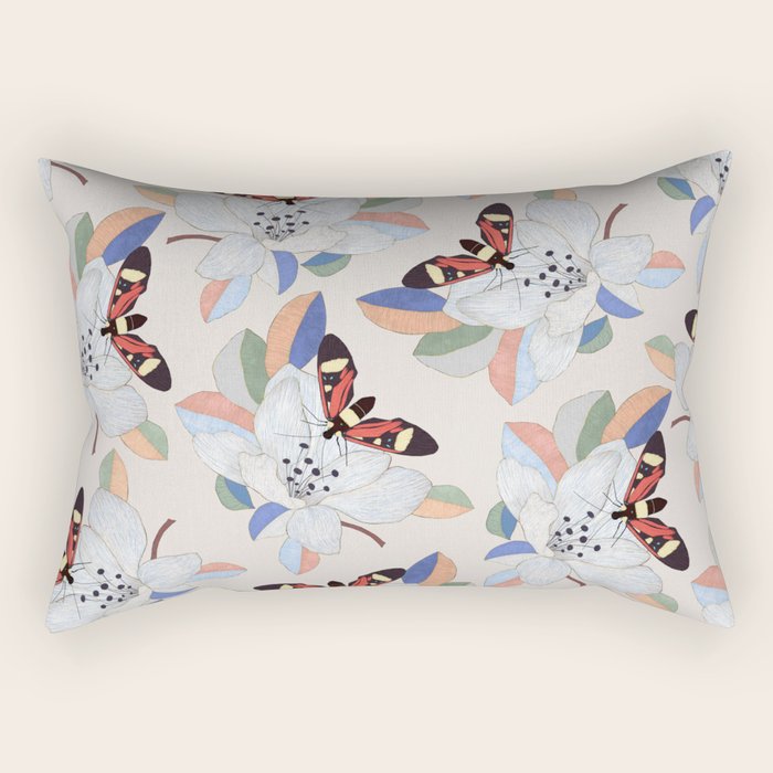 Magnolia flower and insect Rectangular Pillow Gallery Image 1