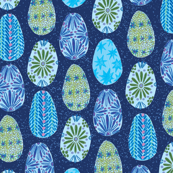 Colorful Folk Art Easter Eggs in Teal & Navy Blue Coffee Mug Gallery Image 2
