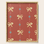Cute Hair Bows & Stars in Burnt Red & Yellow Serving Tray Gallery Image 1