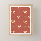 Cute Hair Bows & Stars in Burnt Red & Yellow Mini Art Print Gallery Image 1