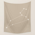 Leo Zodiac Star Constellation Line Art Beige Wall Tapestry Gallery Image 4
