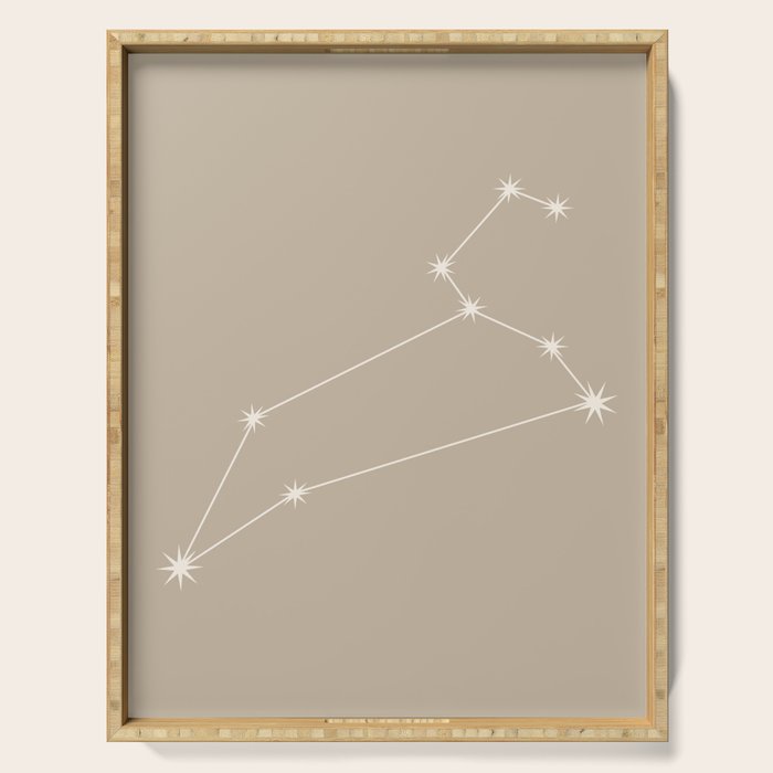 Leo Zodiac Star Constellation Line Art Beige Serving Tray Gallery Image 1