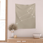 Leo Zodiac Star Constellation Line Art Beige Wall Tapestry Gallery Image 2