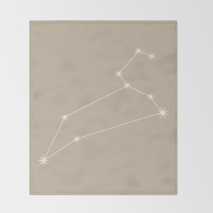 Leo Zodiac Star Constellation Line Art Beige Throw Blanket Gallery Image 2