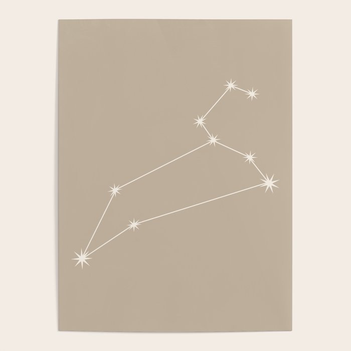 Leo Zodiac Star Constellation Line Art Beige Poster Gallery Image 4
