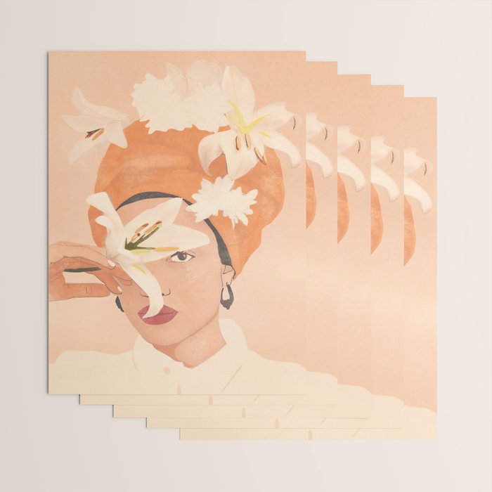 Girl with Flowers Illustration Wrapping Paper Gallery Image 3