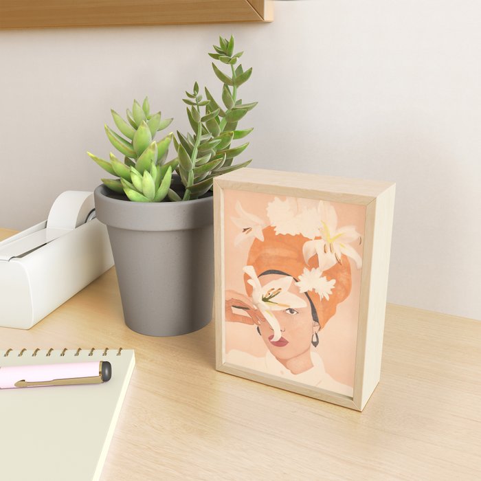 Girl with Flowers Illustration Mini Art Print Gallery Image 2