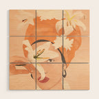 Girl with Flowers Illustration Wood Wall Art Gallery Image 1