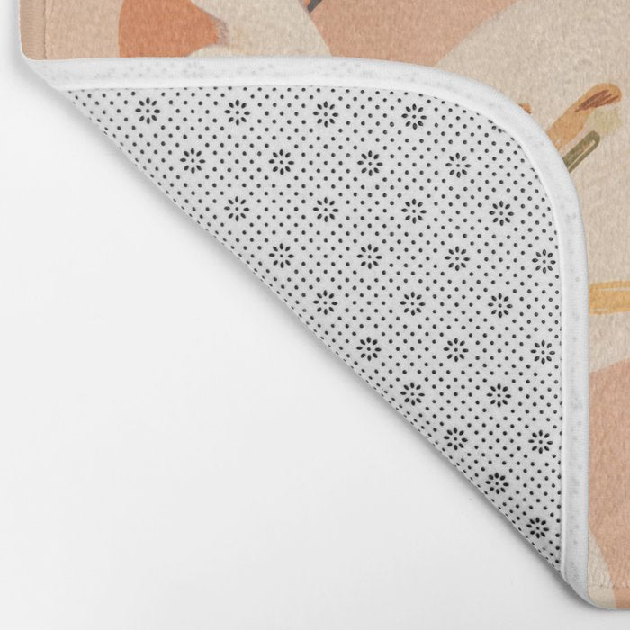 Girl with Flowers Illustration Bath Mat Gallery Image 2