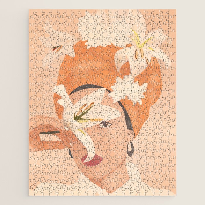 Girl with Flowers Illustration Jigsaw Puzzle Gallery Image 1