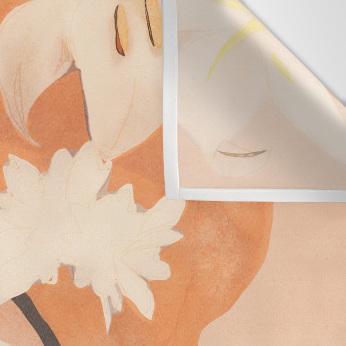 Girl with Flowers Illustration Wall Tapestry Gallery Image 3