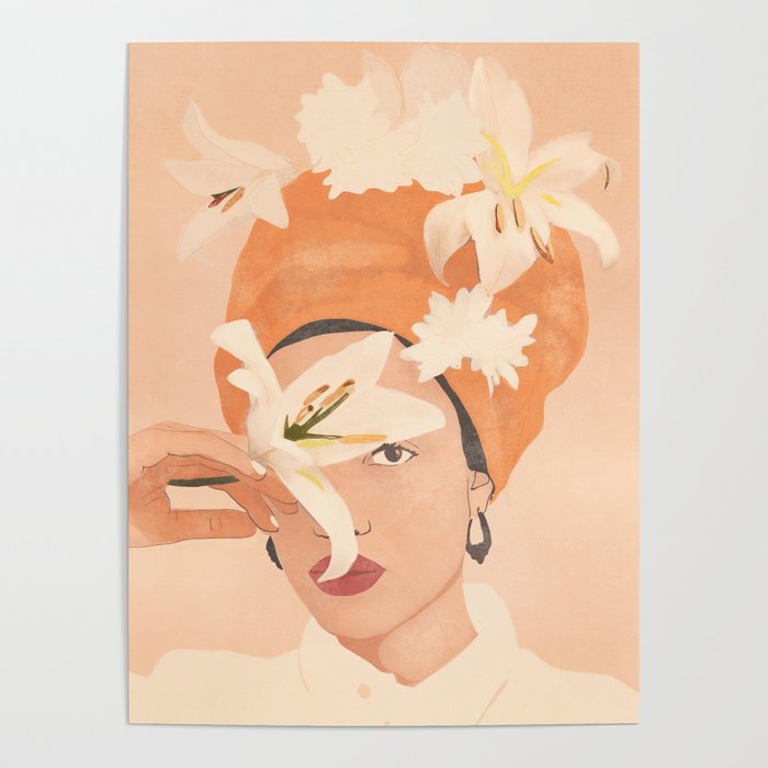 Girl with Flowers Illustration Poster Gallery Image 1