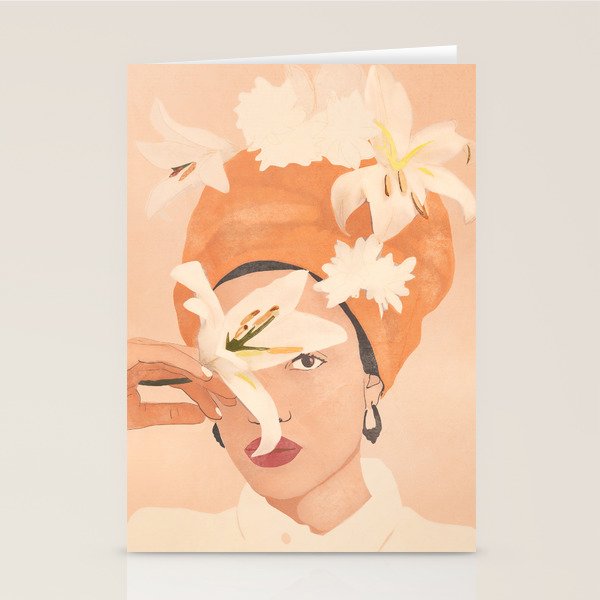 Girl with Flowers Illustration Stationery Card Gallery Image 2