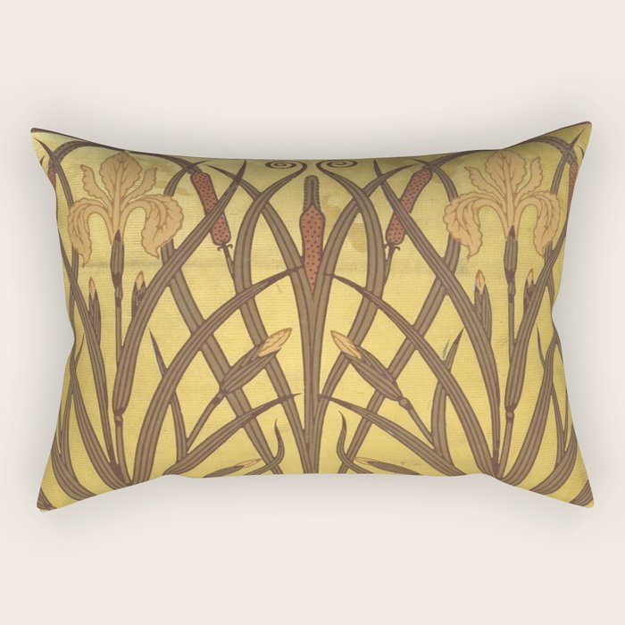 Walter Crane Rush & Iris Art Nouveau Rectangular Pillow Gallery Image 1