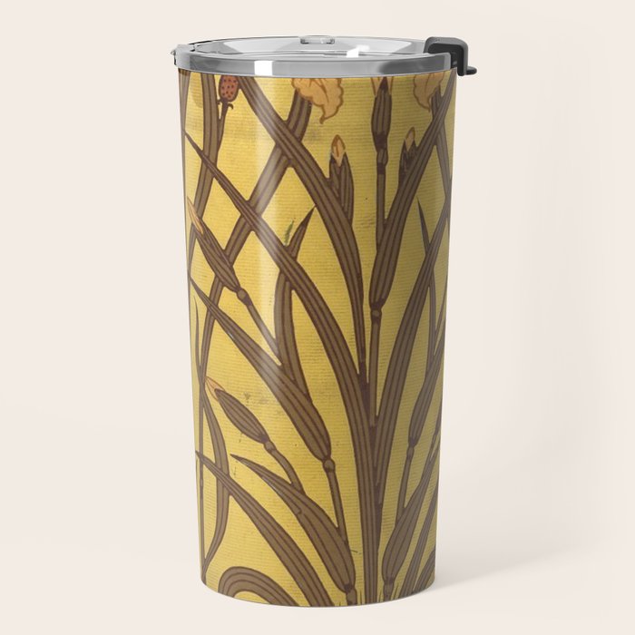 Walter Crane Rush & Iris Art Nouveau Travel Mug Gallery Image 2