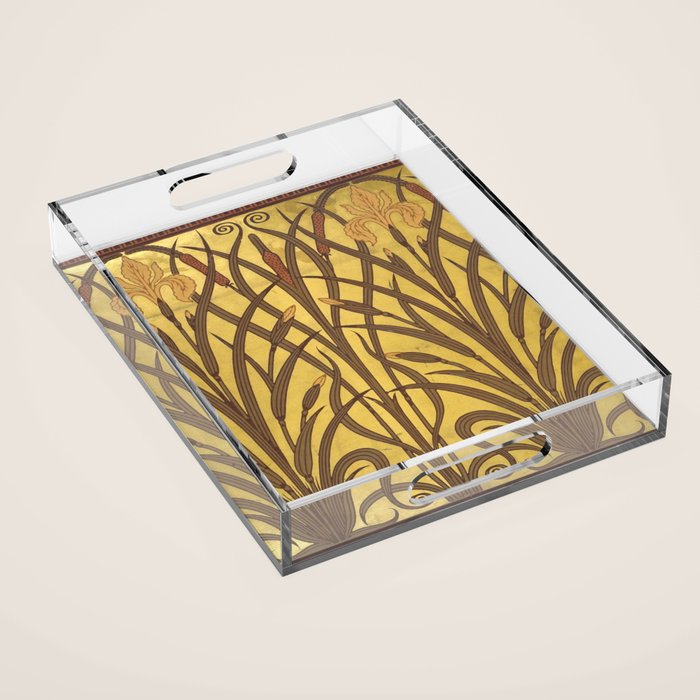 Walter Crane Rush & Iris Art Nouveau Acrylic Tray Gallery Image 1