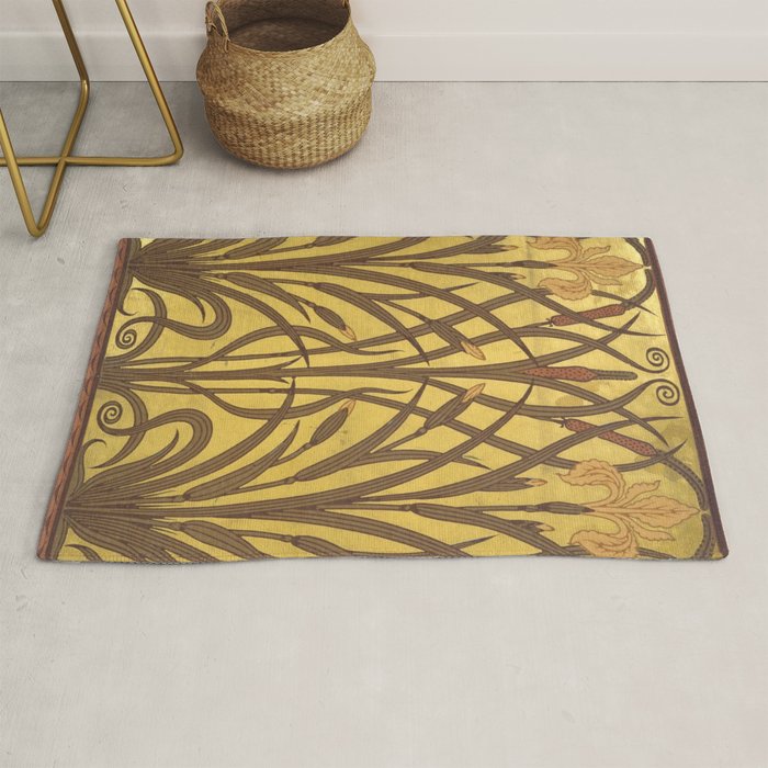 Walter Crane Rush & Iris Art Nouveau Rug Gallery Image 1